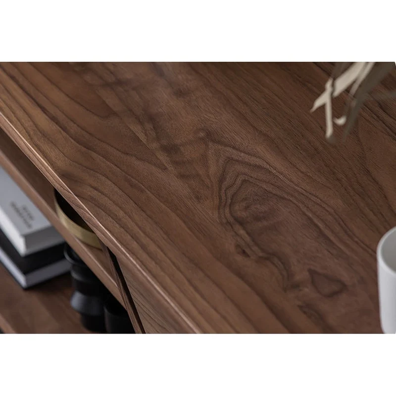 Charming Red Brick Inspired Solid Walnut Wood TV Stand