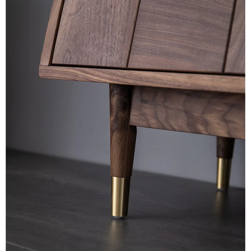 Charming Red Brick Inspired Solid Walnut Wood TV Stand