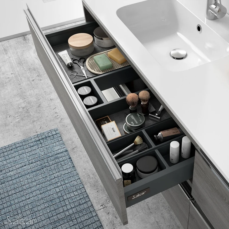 Mueble MODULAR SPIRIT de Salgar. 2 Cajones y Módulo Toallero Extraible de 30 cm