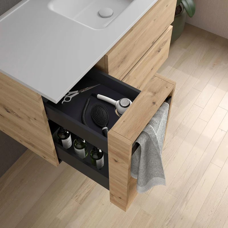 Mueble MODULAR SPIRIT de Salgar. 2 Cajones y Módulo Toallero Extraible de 30 cm