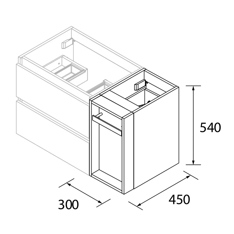 Mueble MODULAR SPIRIT de Salgar. 2 Cajones y Módulo Toallero Extraible de 30 cm