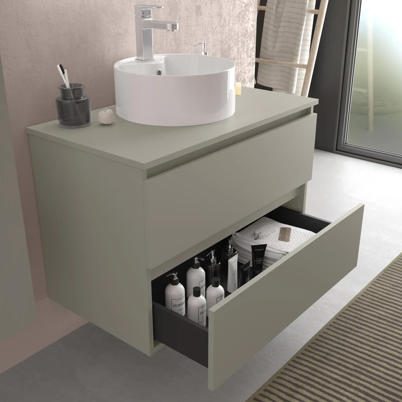 SALGAR 122361 BEQUIA Mueble de Baño 2 pozas Porcelana 120cm Gris mate