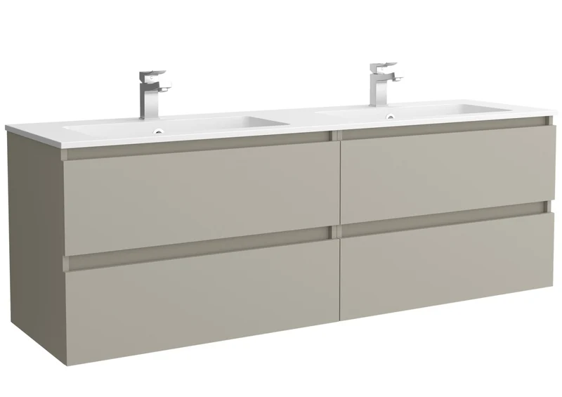 SALGAR 122353 BEQUIA Mueble de Baño 2 pozas Solid Surface 160cm Gris mate