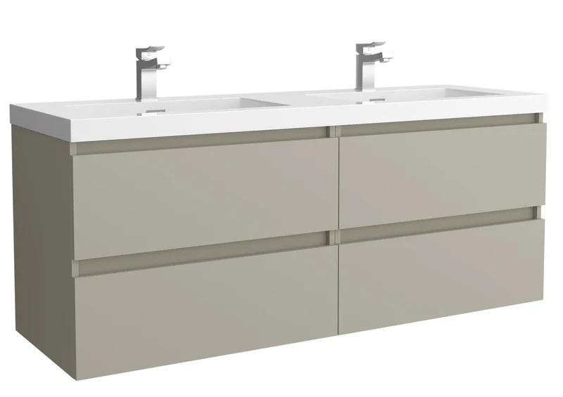 SALGAR 122352 BEQUIA Mueble de Baño 2 pozas Carga Mineral 140cm Gris mate