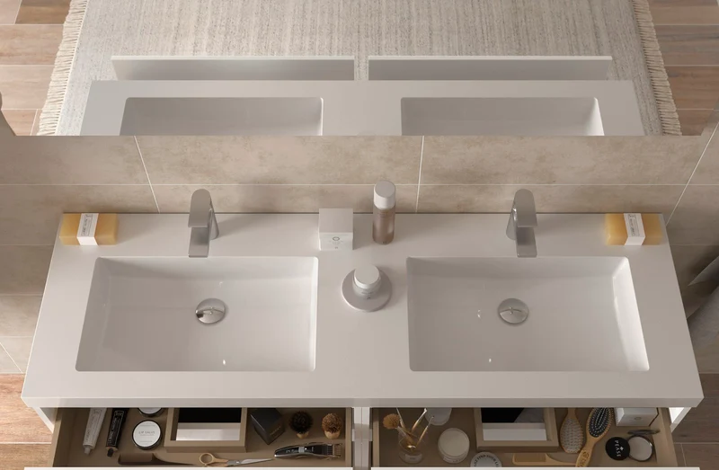 SALGAR 122352 BEQUIA Mueble de Baño 2 pozas Carga Mineral 140cm Gris mate