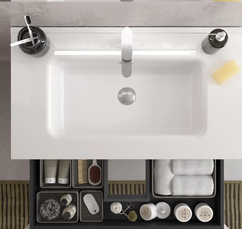 SALGAR 117551 BEQUIA PLUS METAL Mueble de Baño 1 poza Porcelana 110cm Roble