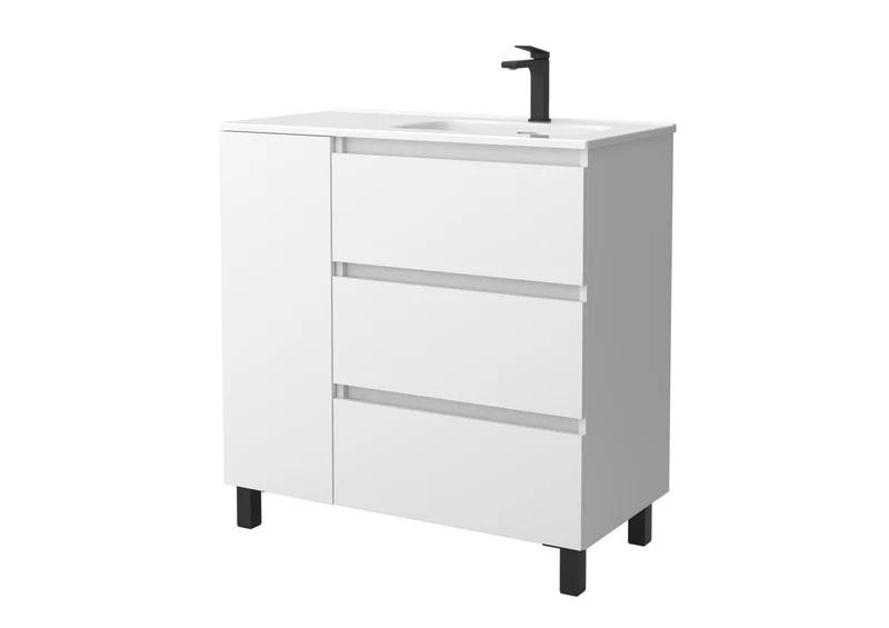 SALGAR 117496 BEQUIA PLUS Mueble de Baño 1 poza Porcelana 110cm Blanco Mate