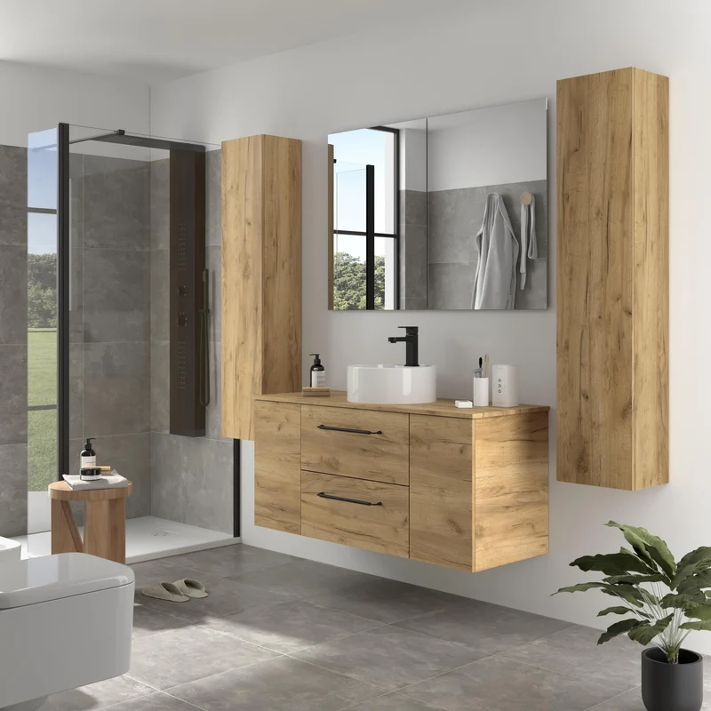SALGAR 116107 MORAI PLUS Mueble de Baño 1 poza Porcelana 120cm Roble