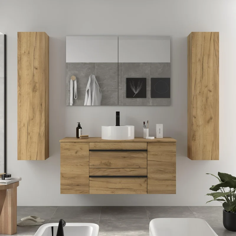 SALGAR 116102 BORN PLUS Mueble de Baño 1 poza Porcelana 120cm Roble