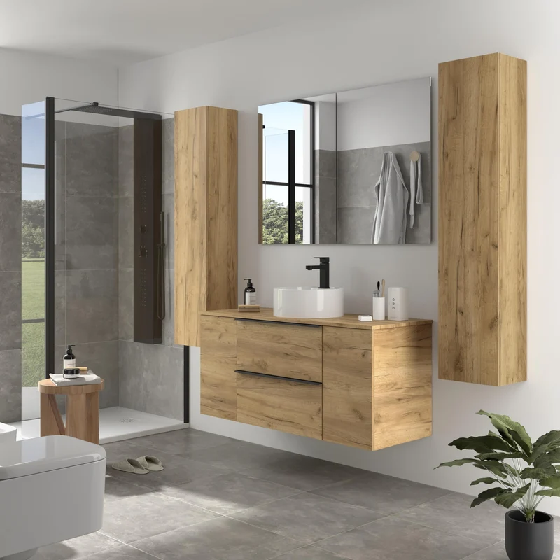 SALGAR 116097 NABUA PLUS Mueble de Baño 1 poza Porcelana 120cm Roble