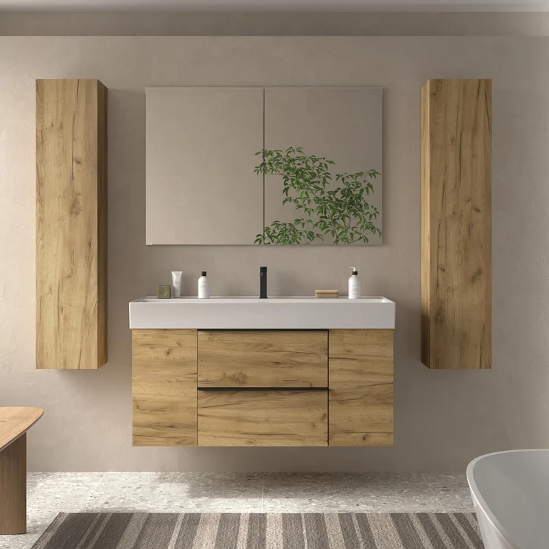 SALGAR 116094 NABUA PLUS Mueble de Baño 1 poza Porcelana 120cm Roble