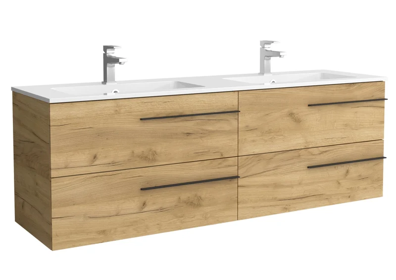 SALGAR 116084 YARA Mueble de Baño 2 pozas Solid Surface 160cm Roble