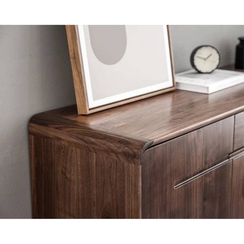 Japandi Compact Black Walnut Wood Shoe Cabinet