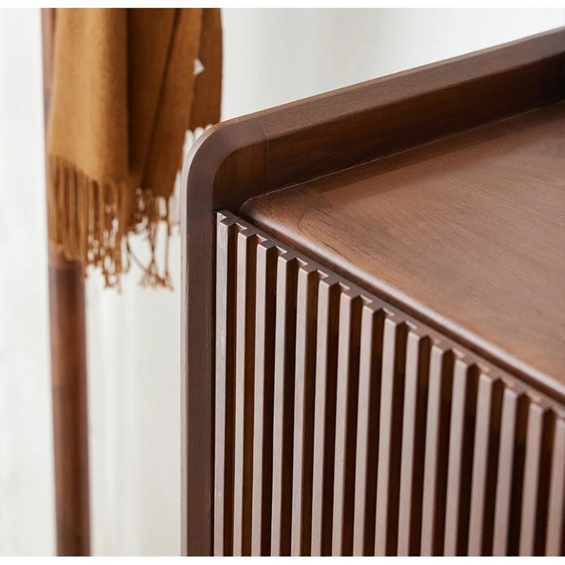 Alchemy Grille Doors Walnut Wood Shoe Cabinet