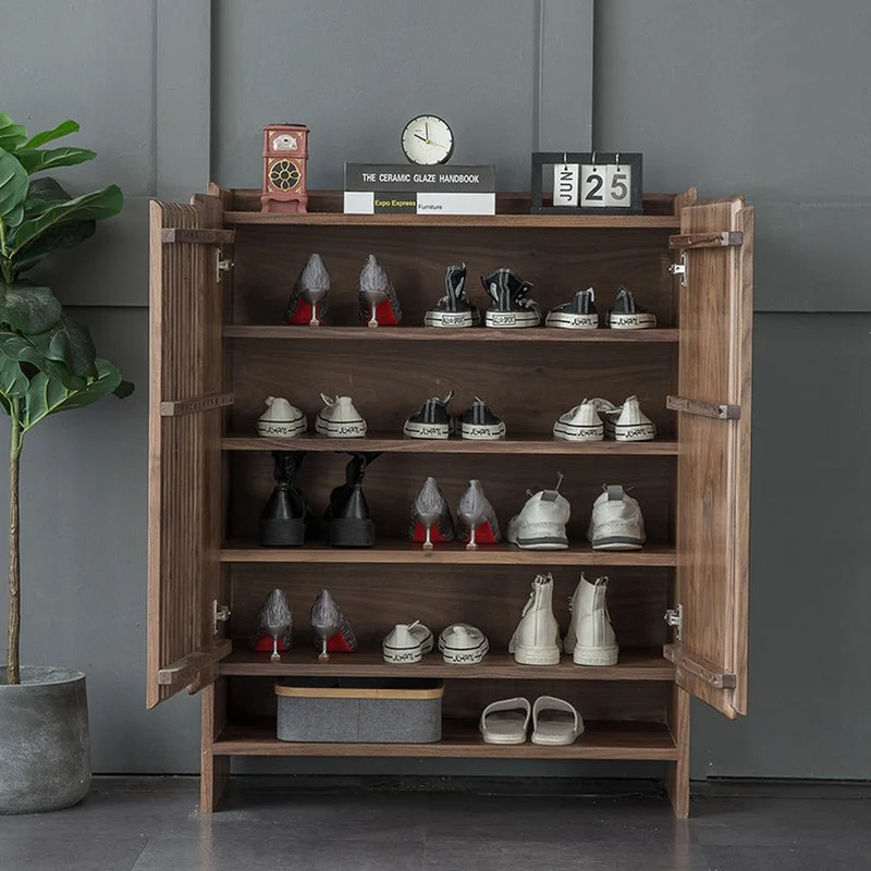 Brilliance Minimalist Black Walnut Wood Shoe Cabinet