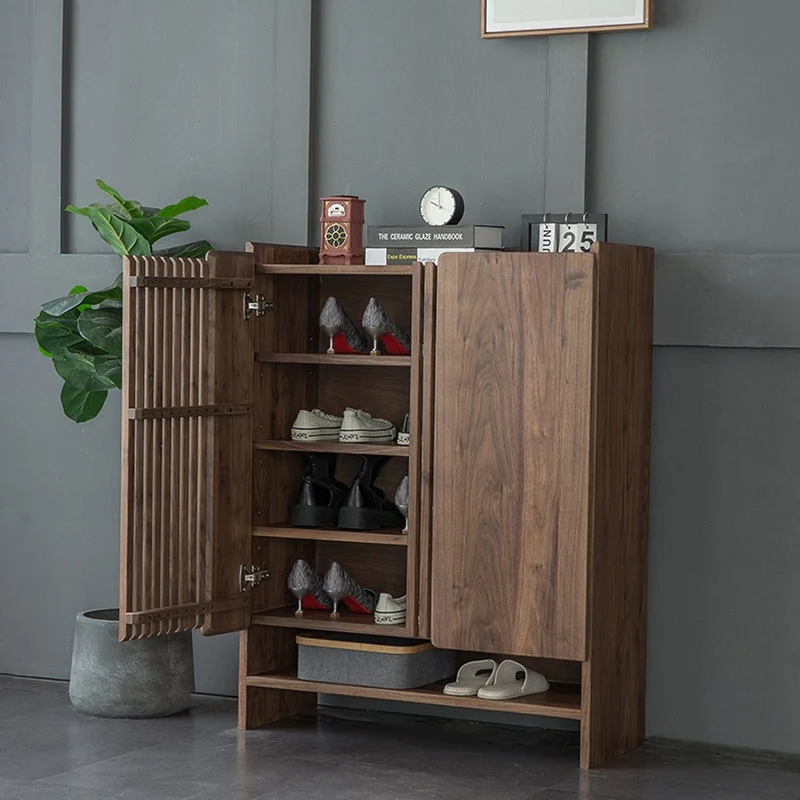 Brilliance Minimalist Black Walnut Wood Shoe Cabinet