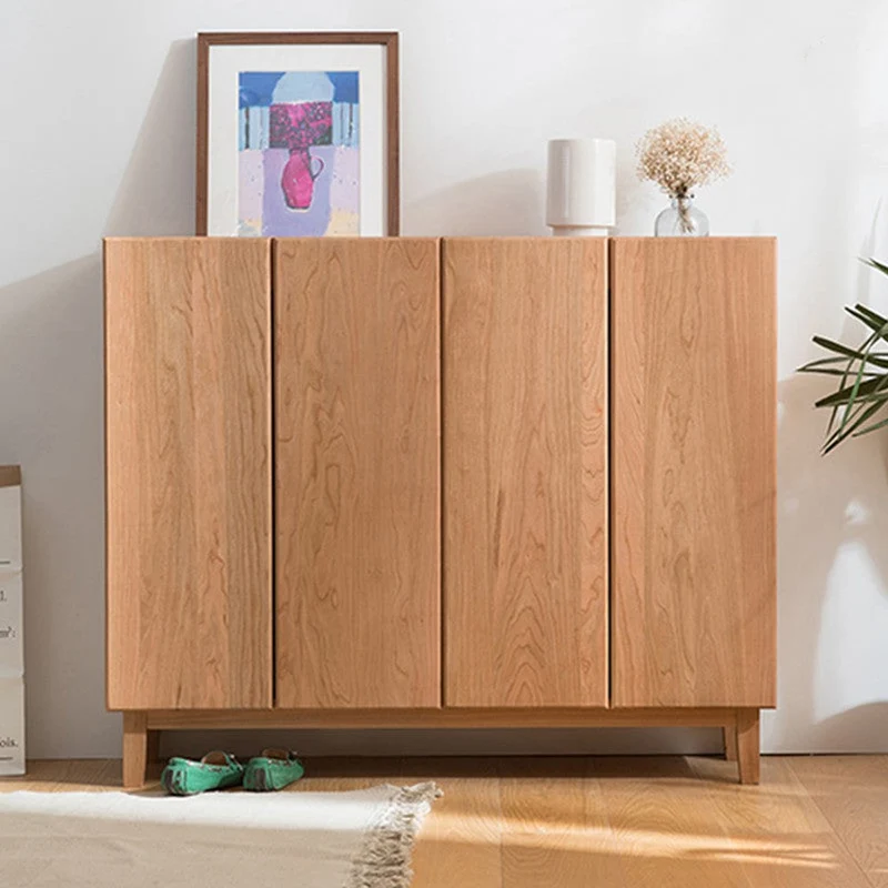Sustain 4 Hidden Door Cherry Wood Shoe Cabinet