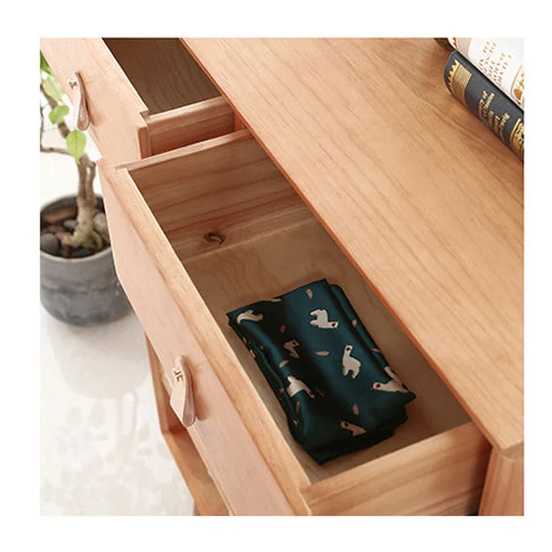 Solid Cherry Wood Shoe Storage Cabinet with Rattan Doors