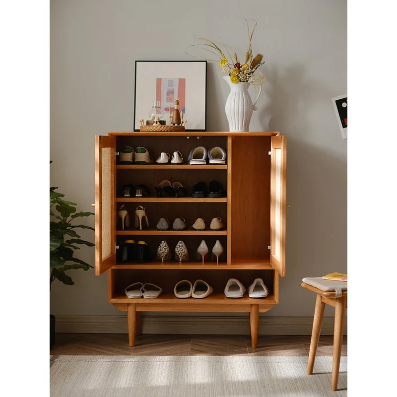 Solid Oak Wood Shoe Cabinet