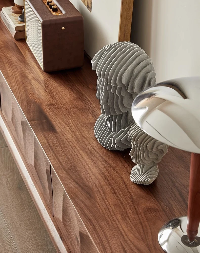 Epic Walnut Wood TV Stand with Geometric Drawer Fronts