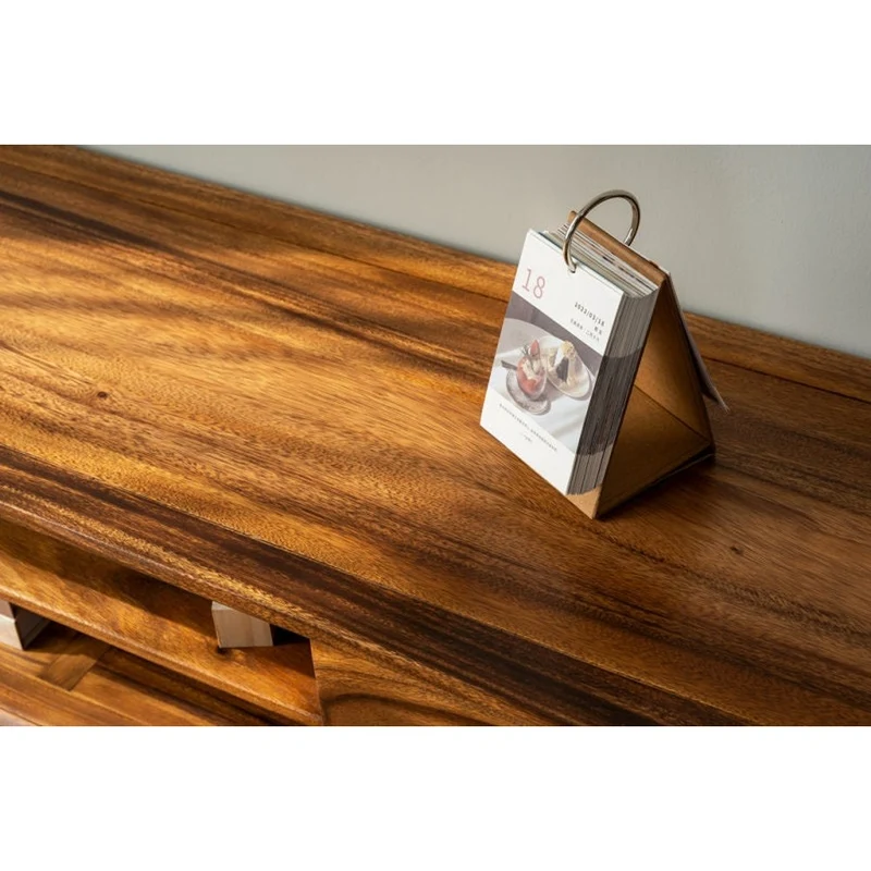 Atlas Round Edge 2 Drawers Solid Wood Media Console