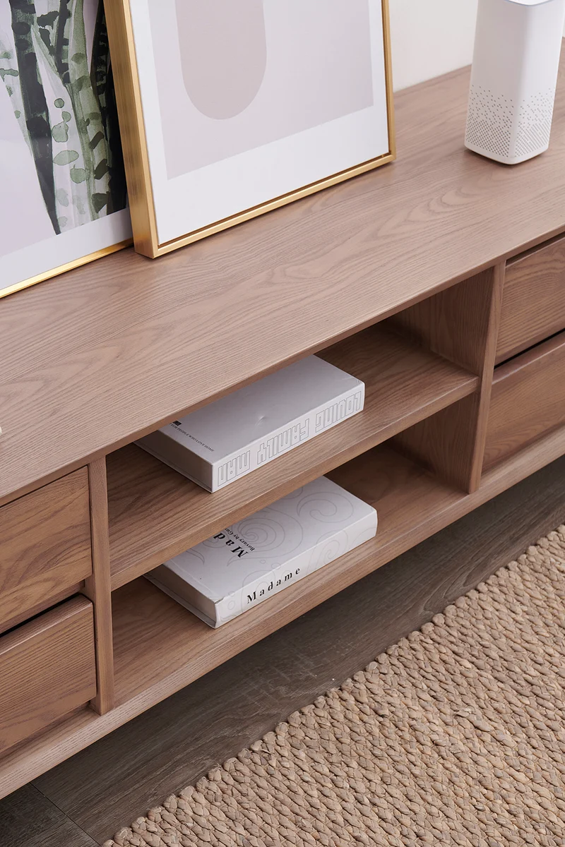 Elysium Balance White Ash Wood TV Table