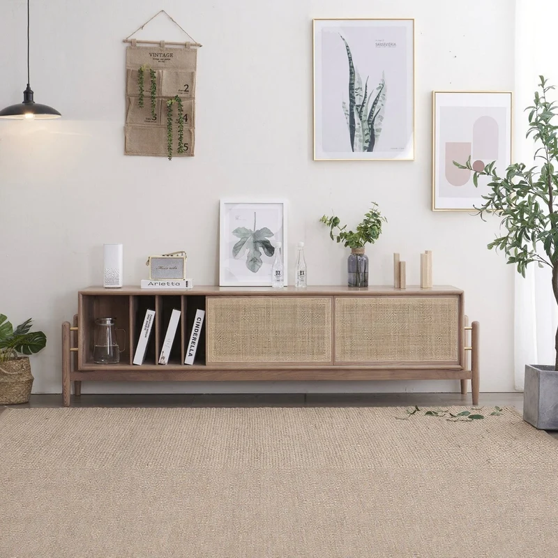 Flare Japandi Rattan Door Ash Wood TV Stand