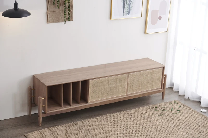 Flare Japandi Rattan Door Ash Wood TV Stand