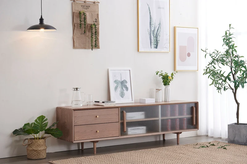 Japandi Stylish White Ash Wood TV Stand