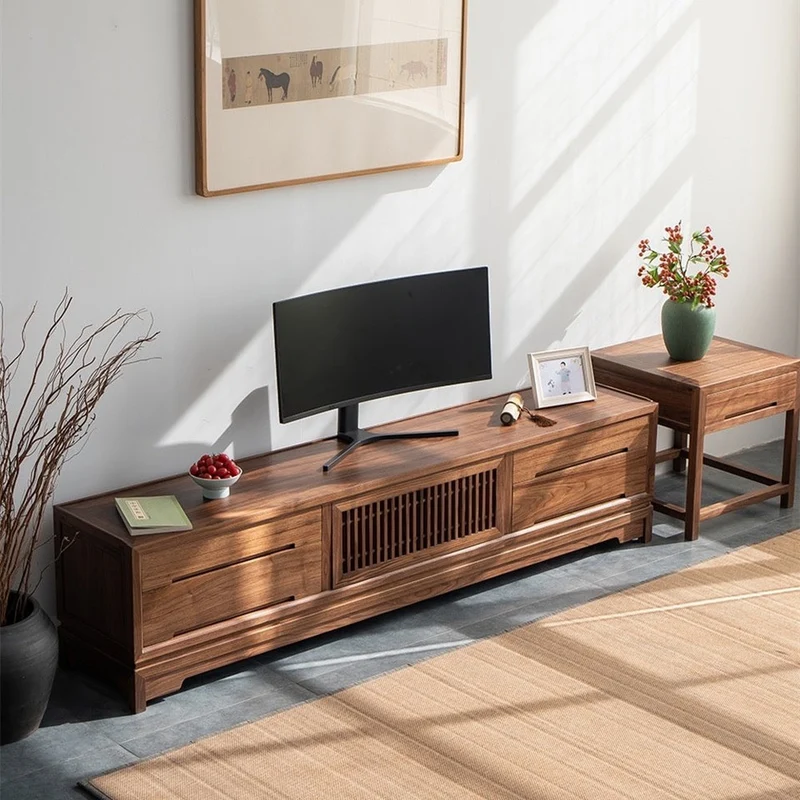 Japanese Style Timeless Black Walnut Wood TV Stand