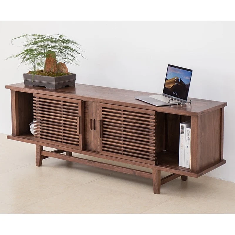 Artisan Crafted Stylish Black Walnut Wood TV Stand
