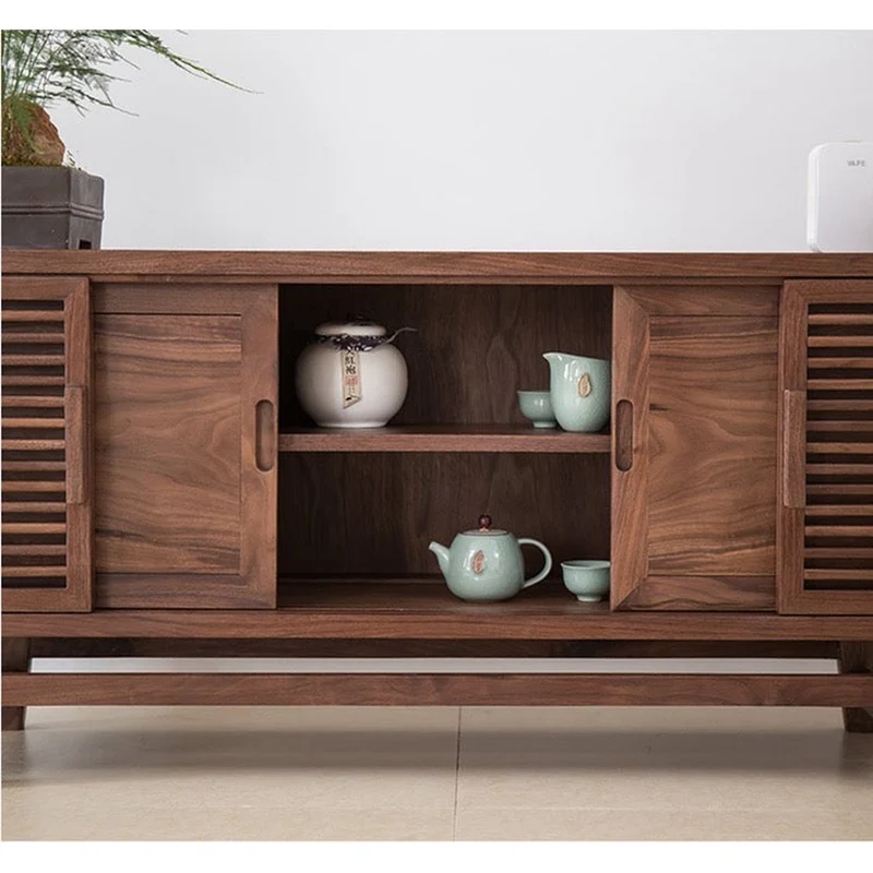 Artisan Crafted Stylish Black Walnut Wood TV Stand