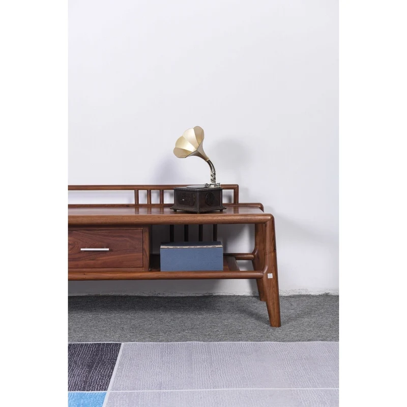 Chinese Open Style Black Walnut Wood TV Cabinet