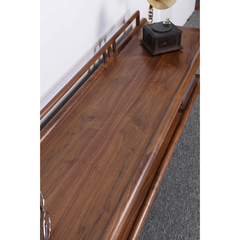 Chinese Open Style Black Walnut Wood TV Cabinet