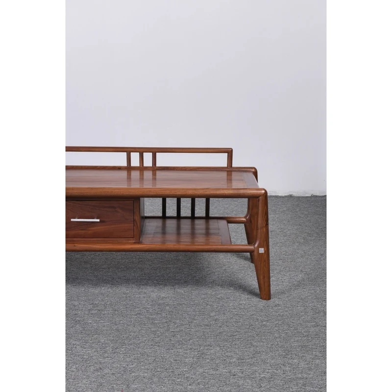Chinese Open Style Black Walnut Wood TV Cabinet
