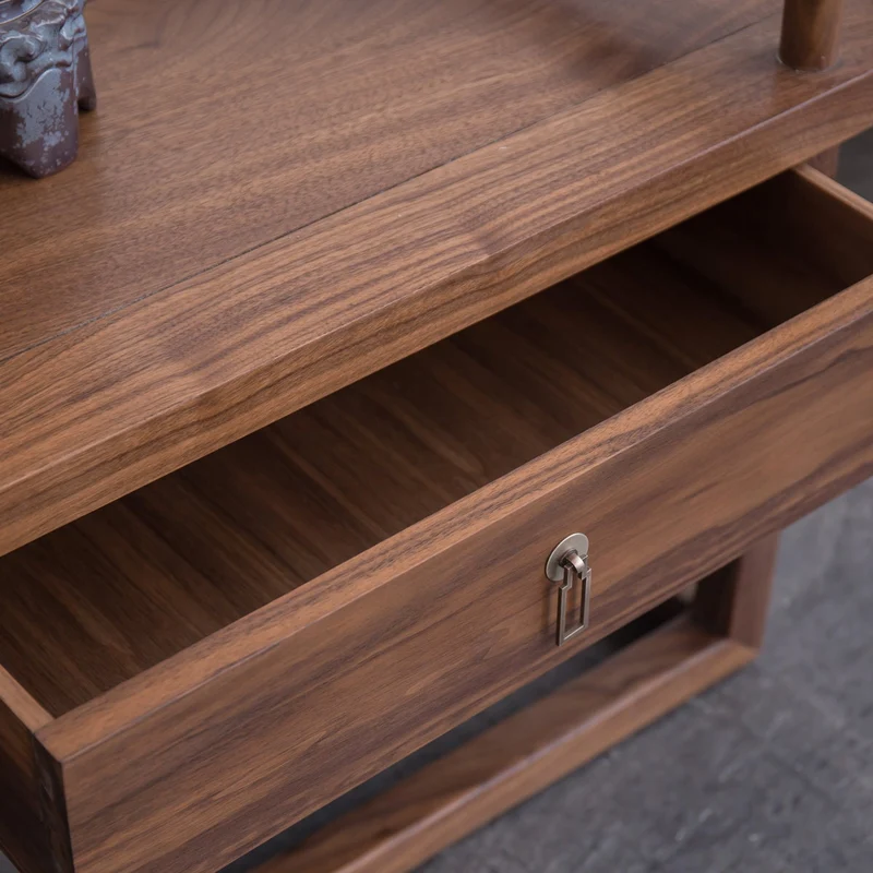 Sleek Simplicity Chinese Style Black Walnut Wood TV Stand