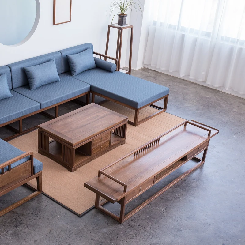 Sleek Simplicity Chinese Style Black Walnut Wood TV Stand