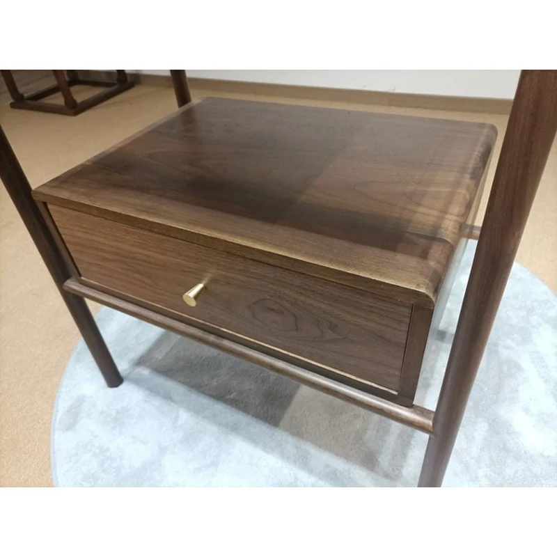 Vintage Mid Century Drexel Parallel Black Walnut Wood Side End Table Nightstand