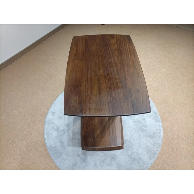 Small Modern C-Shape Laptop Side End Table in Solid Black Walnut