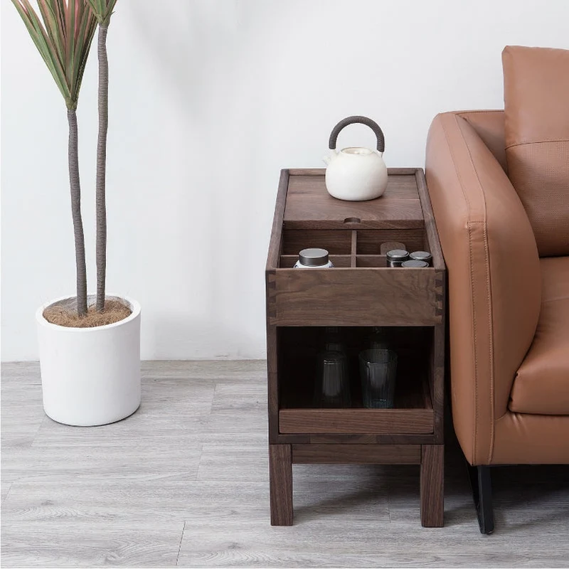Elemental Solid Black Walnut Tea and Small Things Side Table