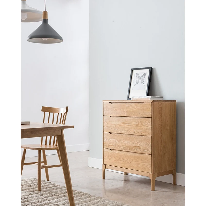 White Oak Wood Chest of Drawers Dresser