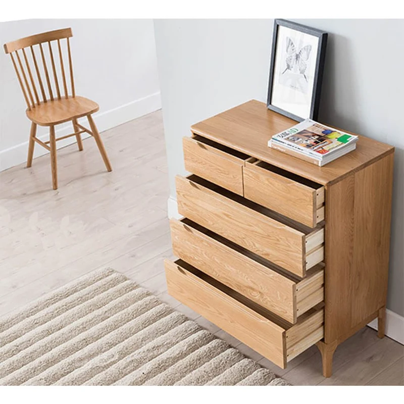White Oak Wood Chest of Drawers Dresser