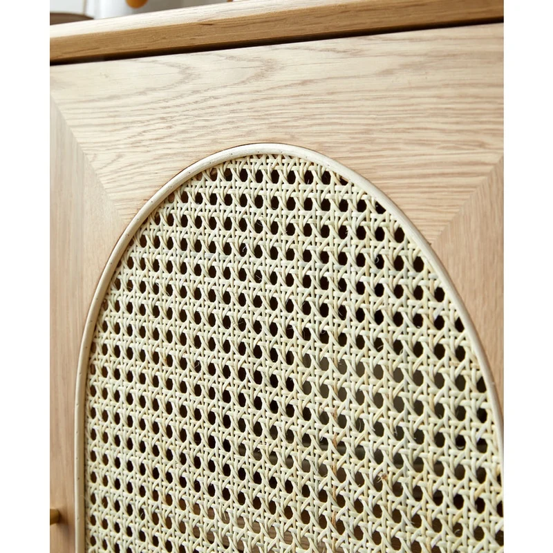 Harmonic Oak Wood Cabinets with One Rattan Door