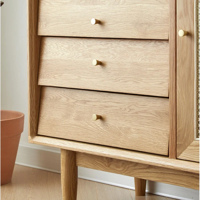 Harmonic Oak Wood Cabinets with One Rattan Door