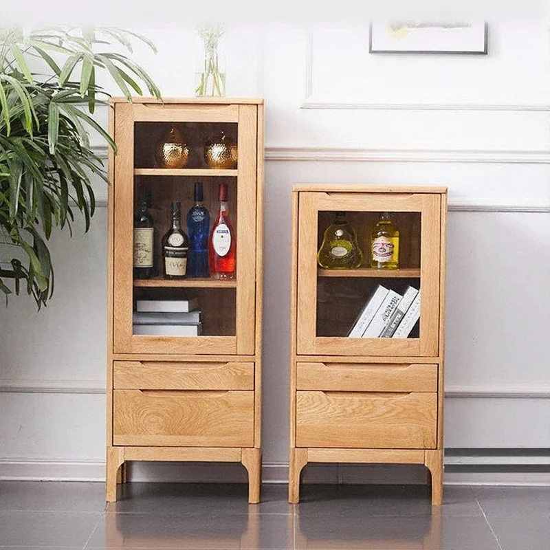 Sculpted Natural Oak Wood Small Bookcase