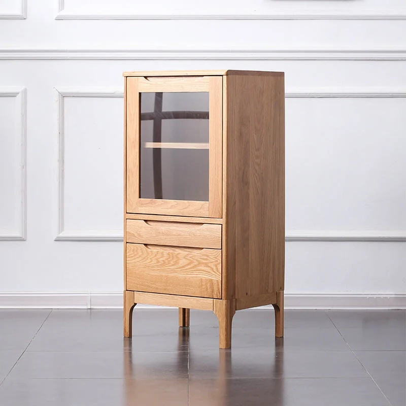 Sculpted Natural Oak Wood Small Bookcase