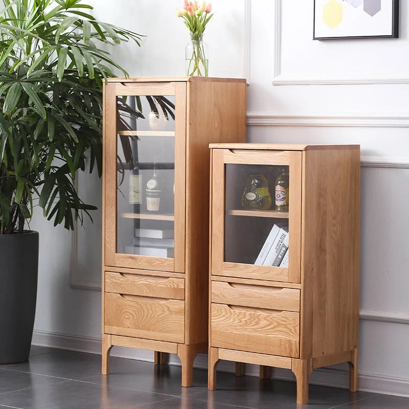 Sculpted Natural Oak Wood Small Bookcase