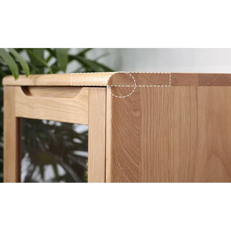 Sculpted Natural Oak Wood Small Bookcase