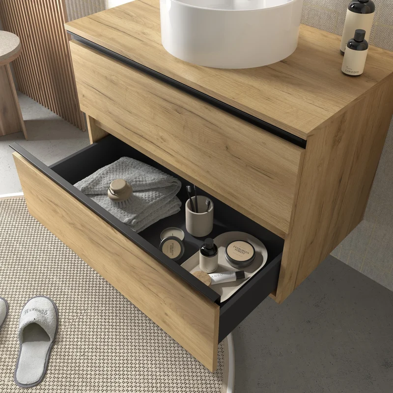 SALGAR 115978 BEQUIA METAL Mueble de Baño 140cm Roble