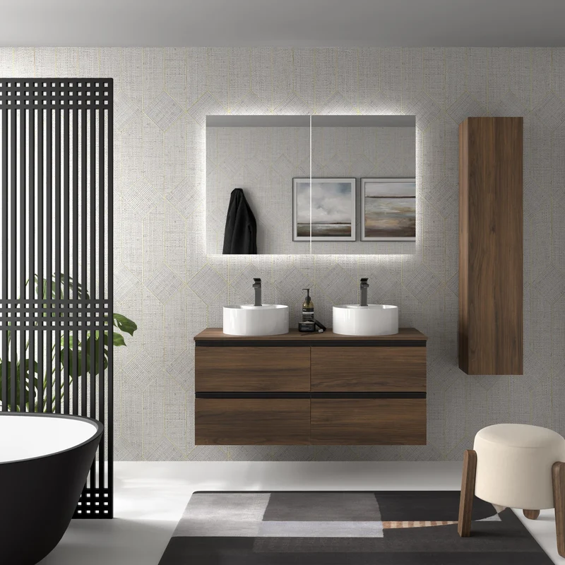 SALGAR 115976 BEQUIA METAL Mueble de Baño 120cm Nogal